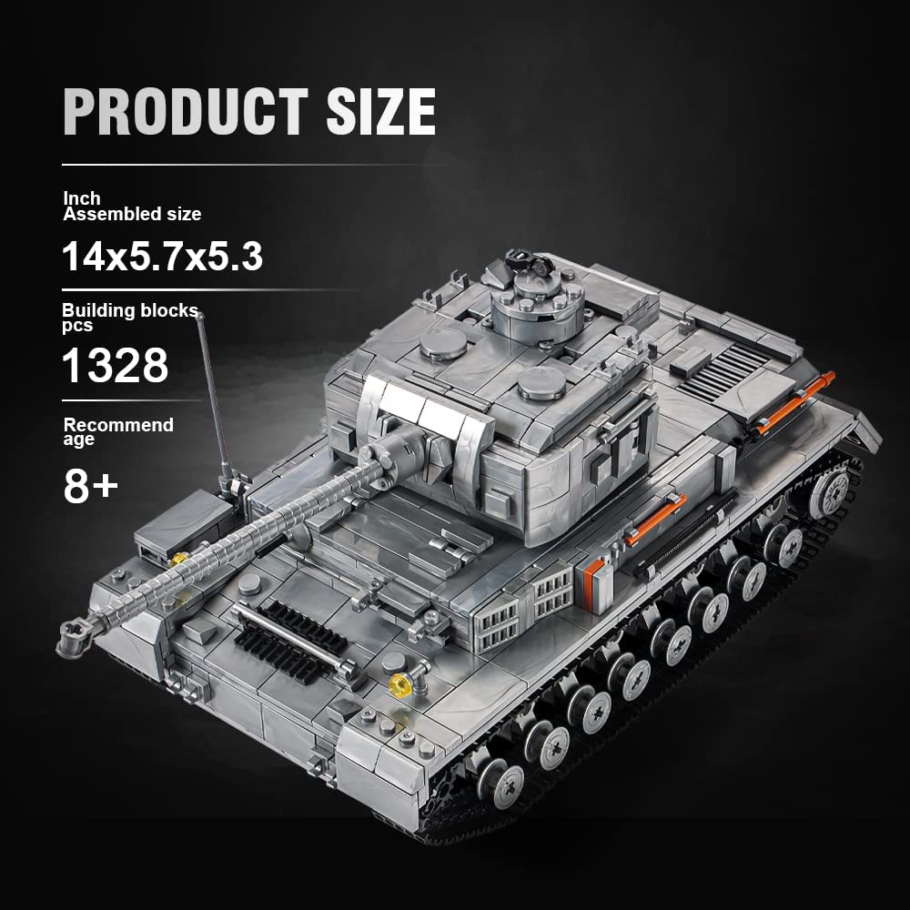 DAHONPA Military Series Panzer-Ⅳ Tank Building Blocks Set with 1328 Pieces