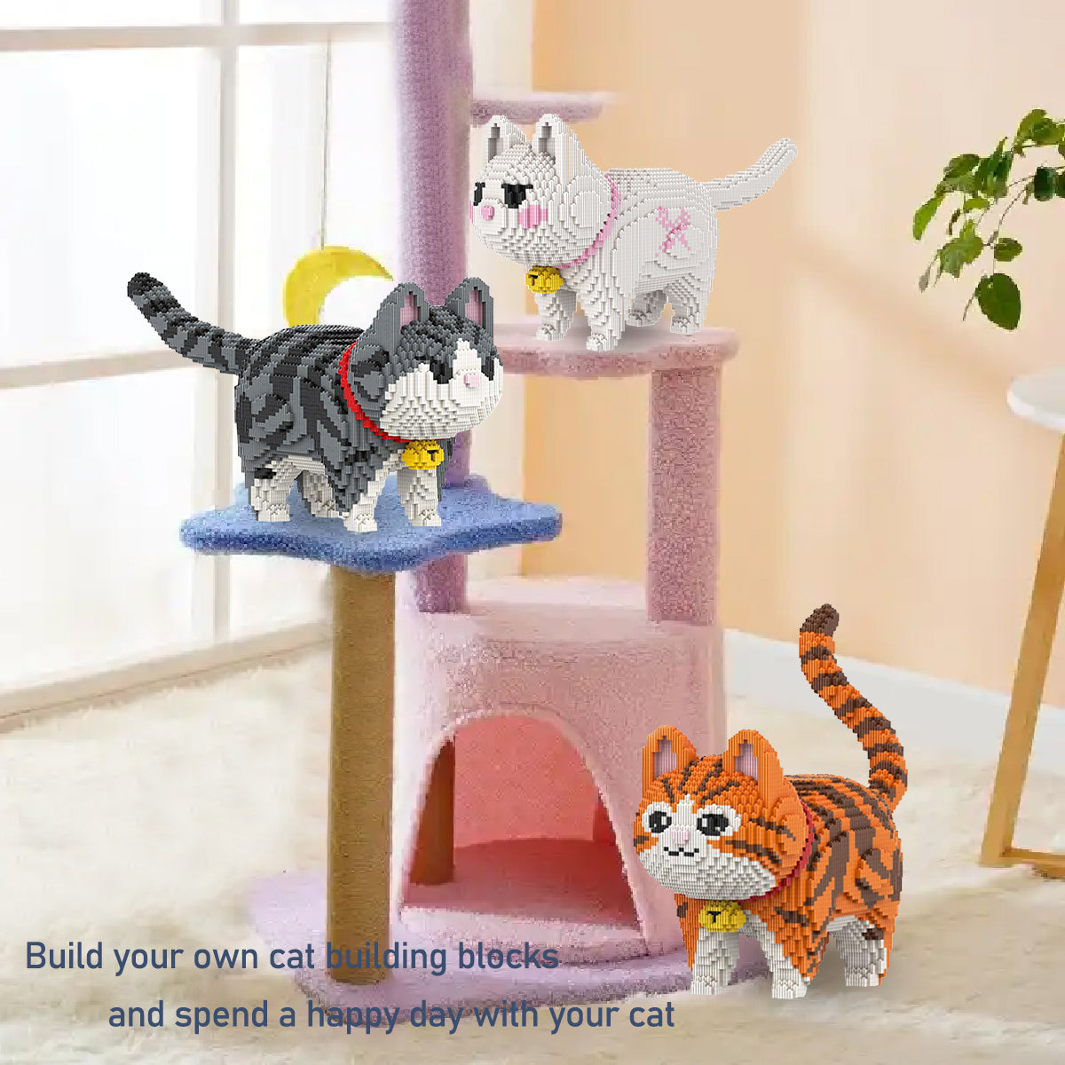 DAHONPA Animal Bell Tabby Cat Cute Micro Building Blocks Set(11800PCS), Creative Home & Office Decor, Gift for Adults and Kids