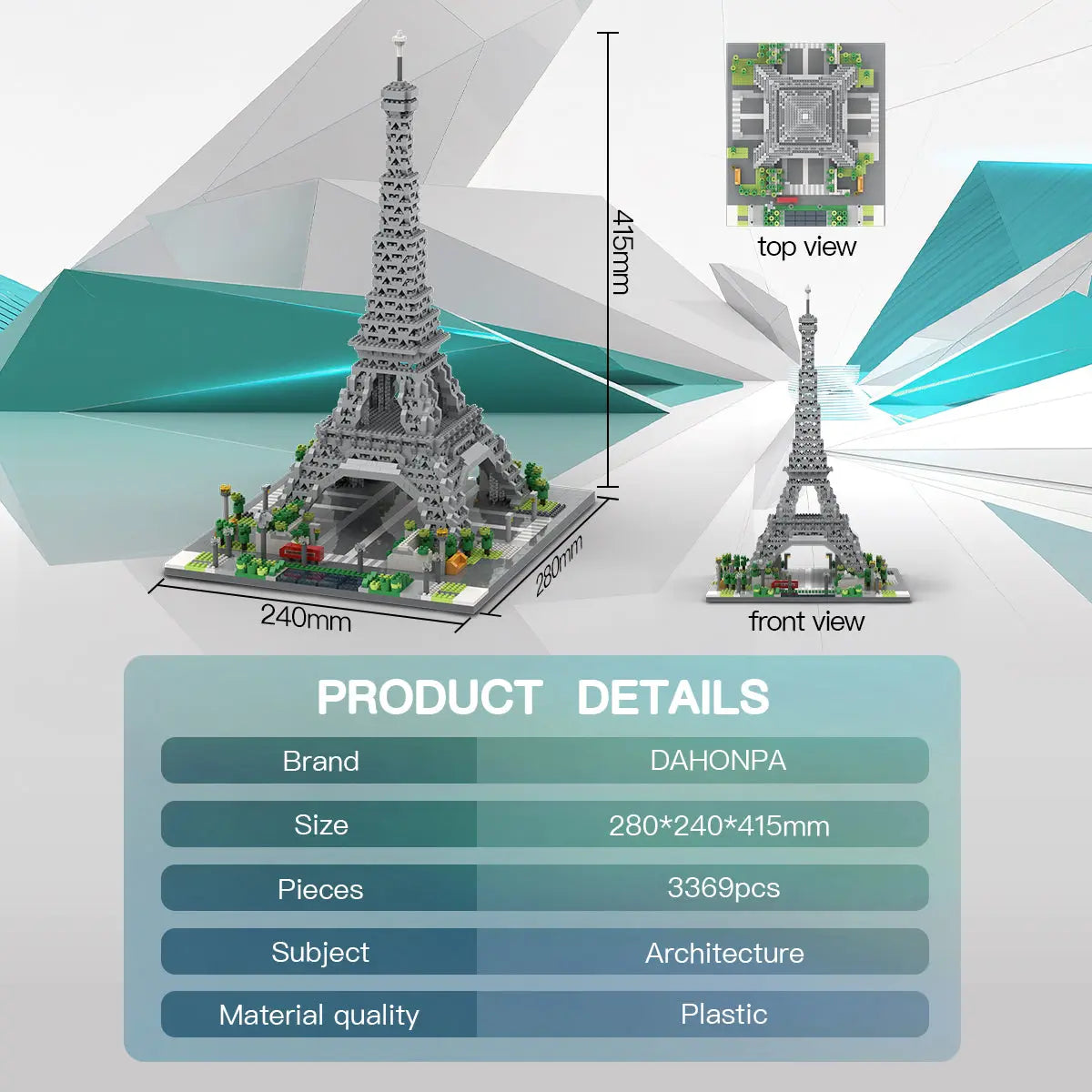 DAHONPA Architecture Series Eiffel Tower Micro Mini Building Blocks Set with 3369 Pieces OXCTOY