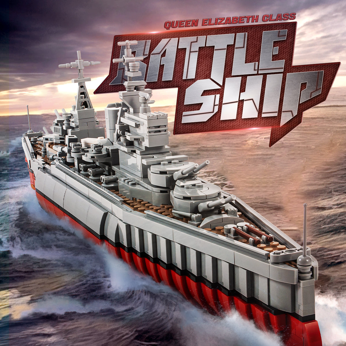 DAHONPA Ship Series Queen Elizabeth Class Battleship Building Blocks Set with 1564 Pieces