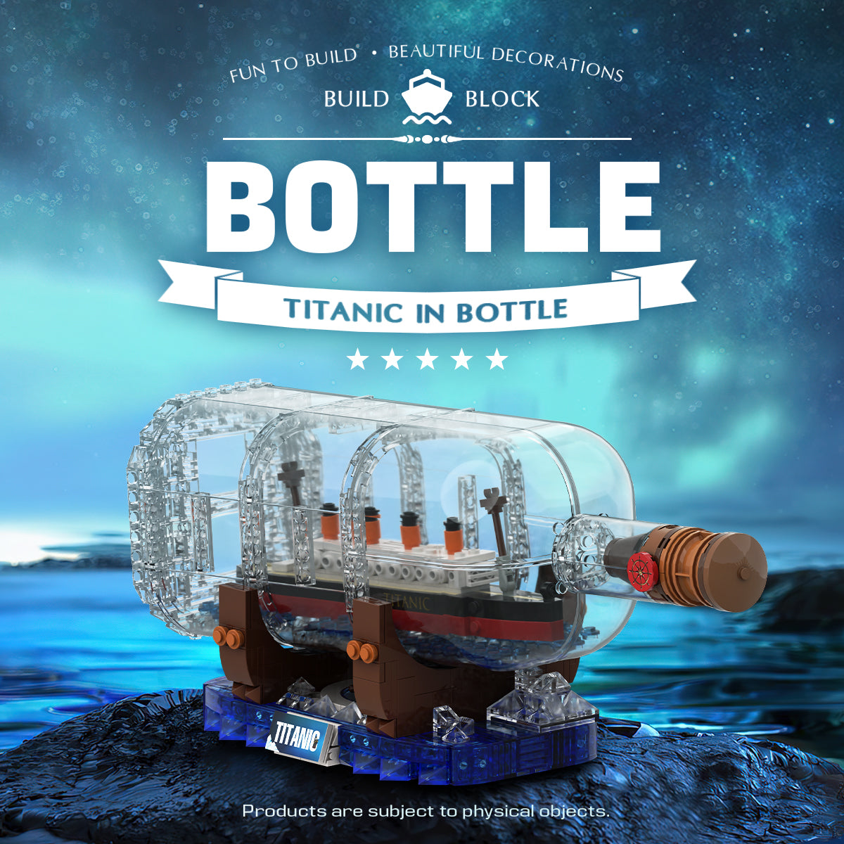 DAHONPA Ship Series Titanic Ship in a Bottle Building Blocks Set with 878 Pieces