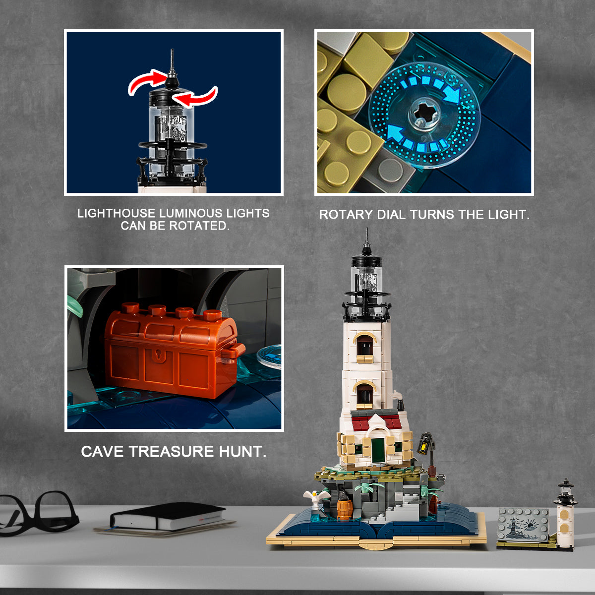 DAHONPA Lighthouse Building Block Sets with Glowing Lighting with 1092 Pieces
