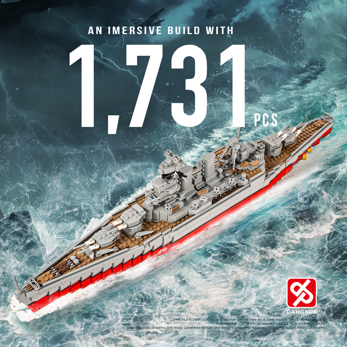 DAHONPA Ship Series HMS Hood Battleship Building Blocks Set with 1731 Pieces