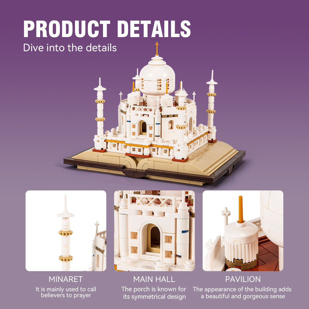 DAHONPA Magic Taj Mahal Building Block Set, 768 Pieces Decor Architecture Book Building Kit, Collectible and Display Toys Gift for Kids and Adults