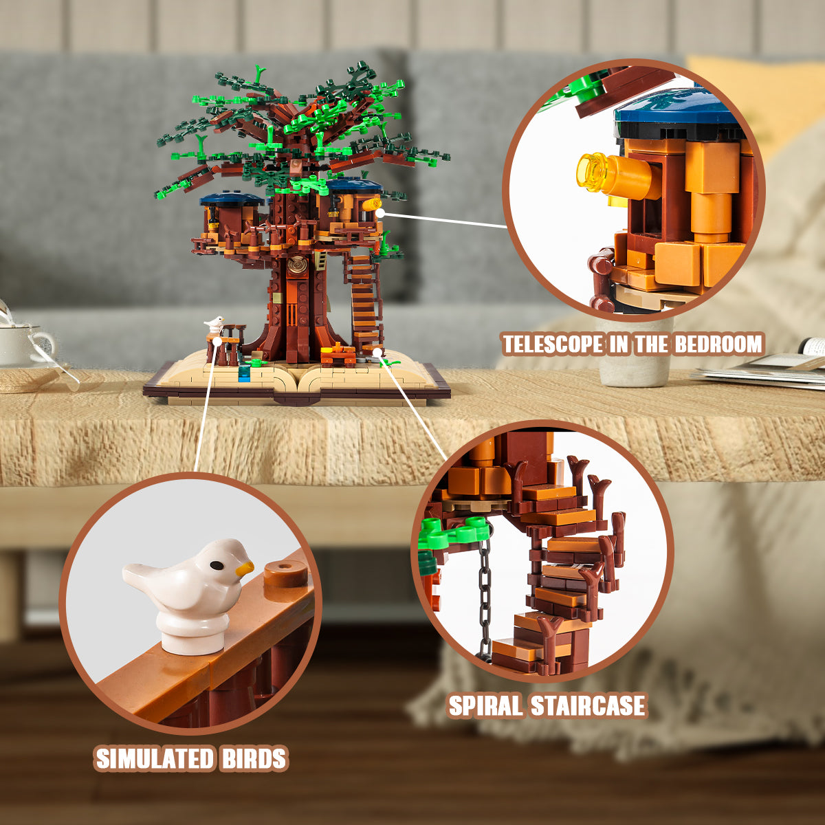 DAHONPA Grimoire Series Tree House Building Blocks Toys Set with 969 Pieces