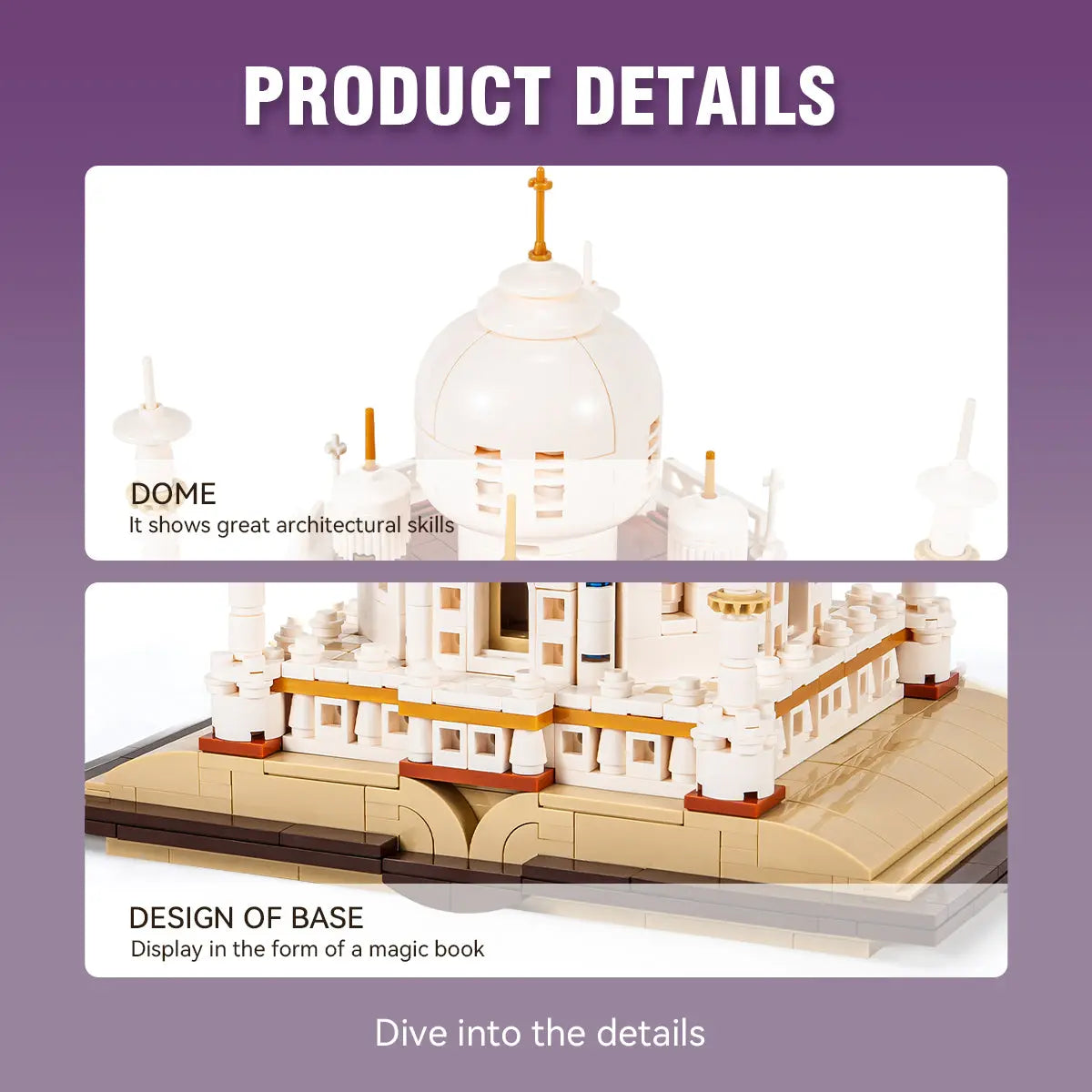 DAHONPA Magic Taj Mahal Building Block Set, 768 Pieces Decor Architecture Book Building Kit, Collectible and Display Toys Gift for Kids and Adults DAHONPA