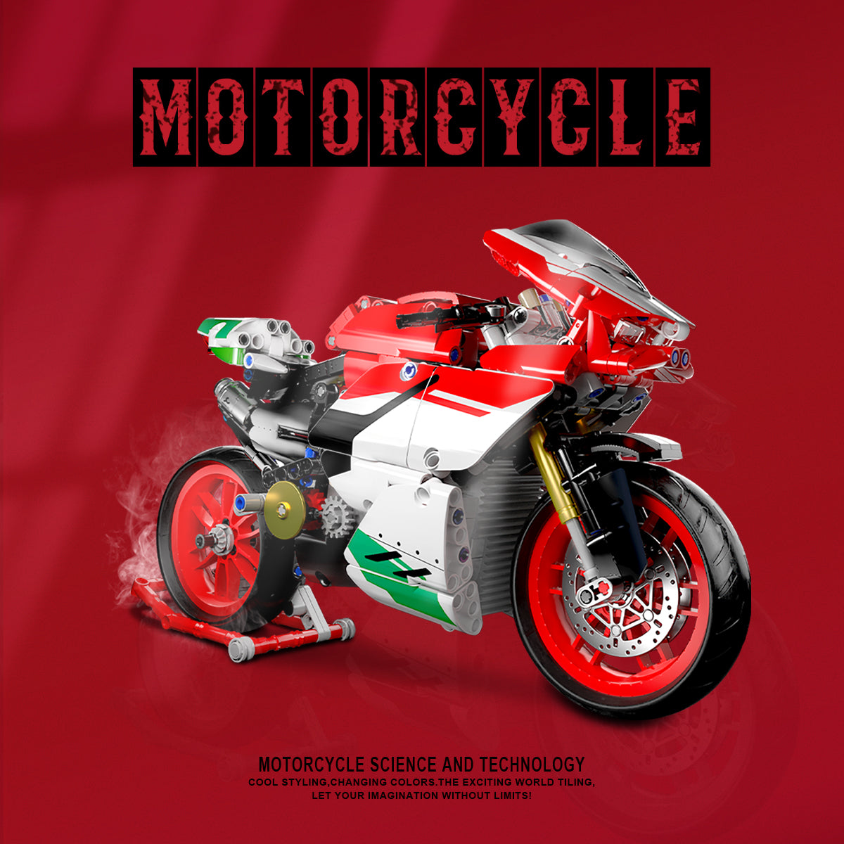 DAHONPA Motorcycle V4 Model Building Blocks Set, 803 Pieces Bricks, Build a Stylish Motorbike Display Model, Collectible Building Kit for Kids or Adults