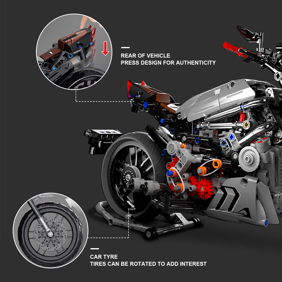 DAHONPA Motorcycle Building Blocks Set, 827 Pieces Bricks, Collectible Building Kit for Kids or Adults