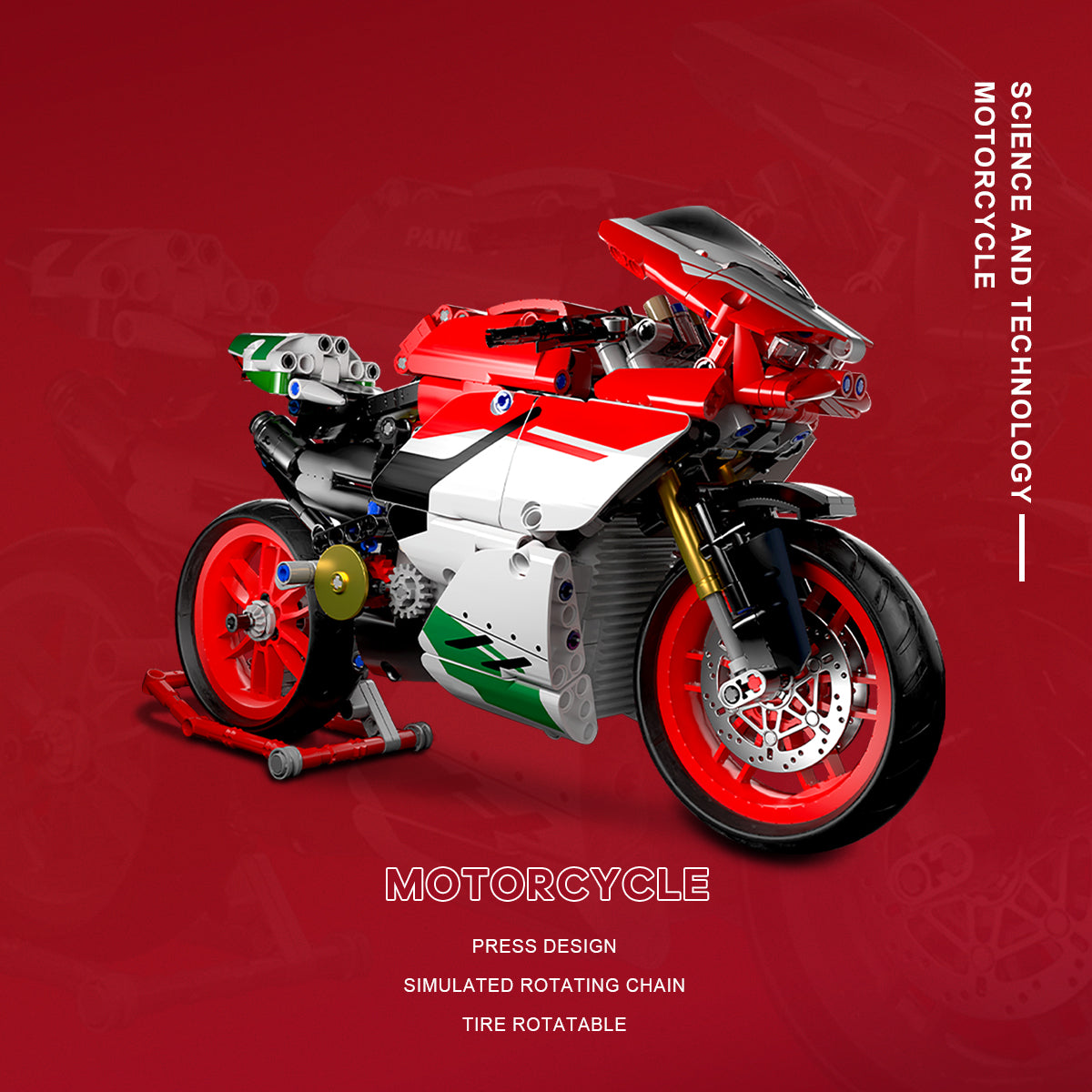 DAHONPA Motorcycle V4 Model Building Blocks Set, 803 Pieces Bricks, Build a Stylish Motorbike Display Model, Collectible Building Kit for Kids or Adults