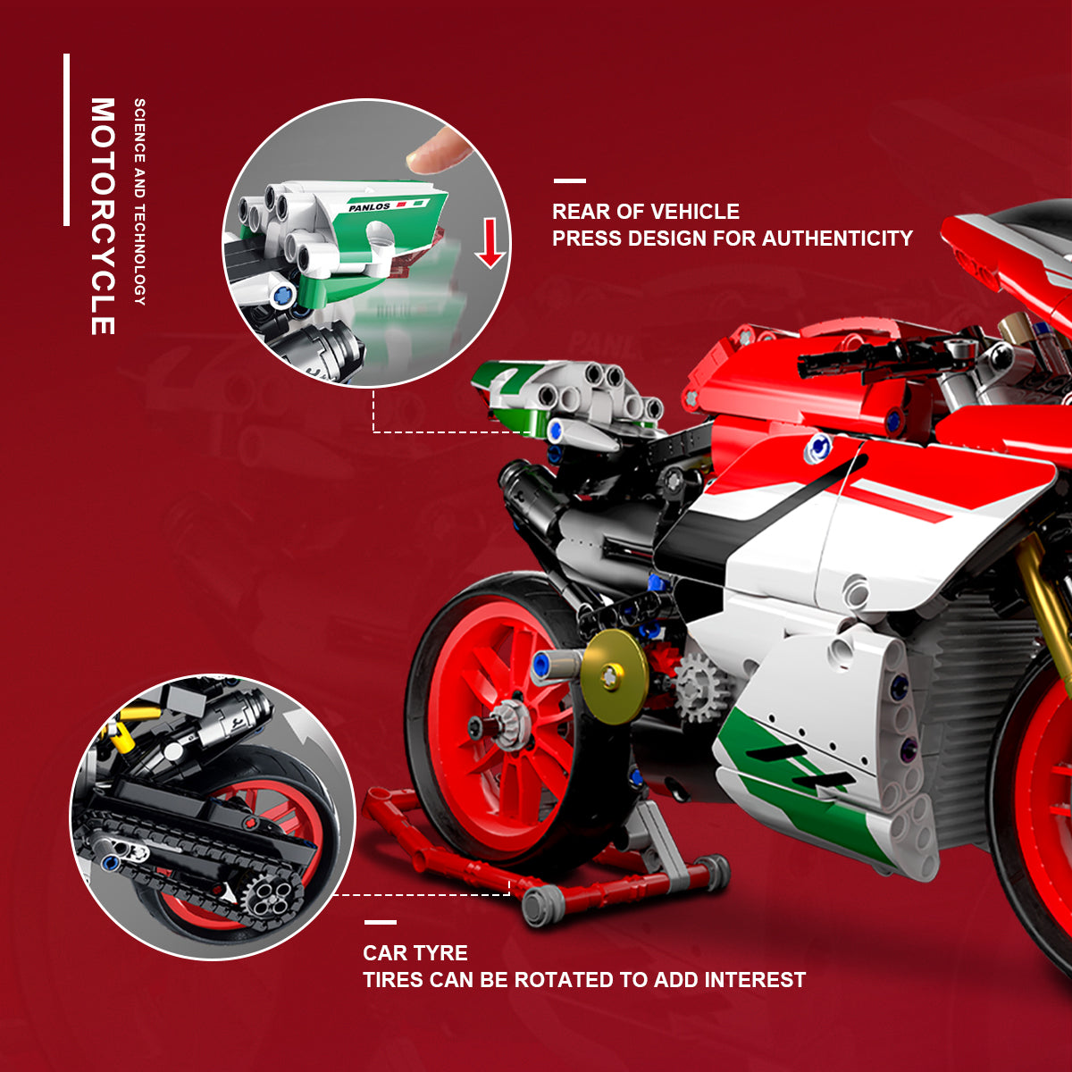 DAHONPA Motorcycle V4 Model Building Blocks Set, 803 Pieces Bricks, Build a Stylish Motorbike Display Model, Collectible Building Kit for Kids or Adults