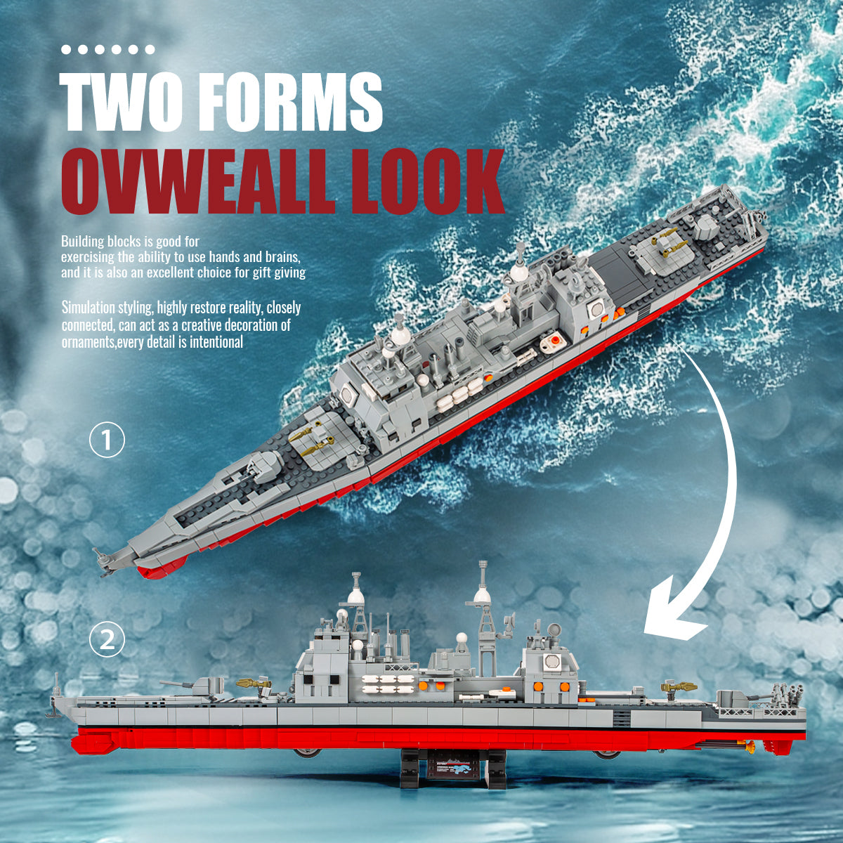 DAHONPA Ship Series Ticonderoga-Class Cruiser Building Blocks Set with 1528 Pieces