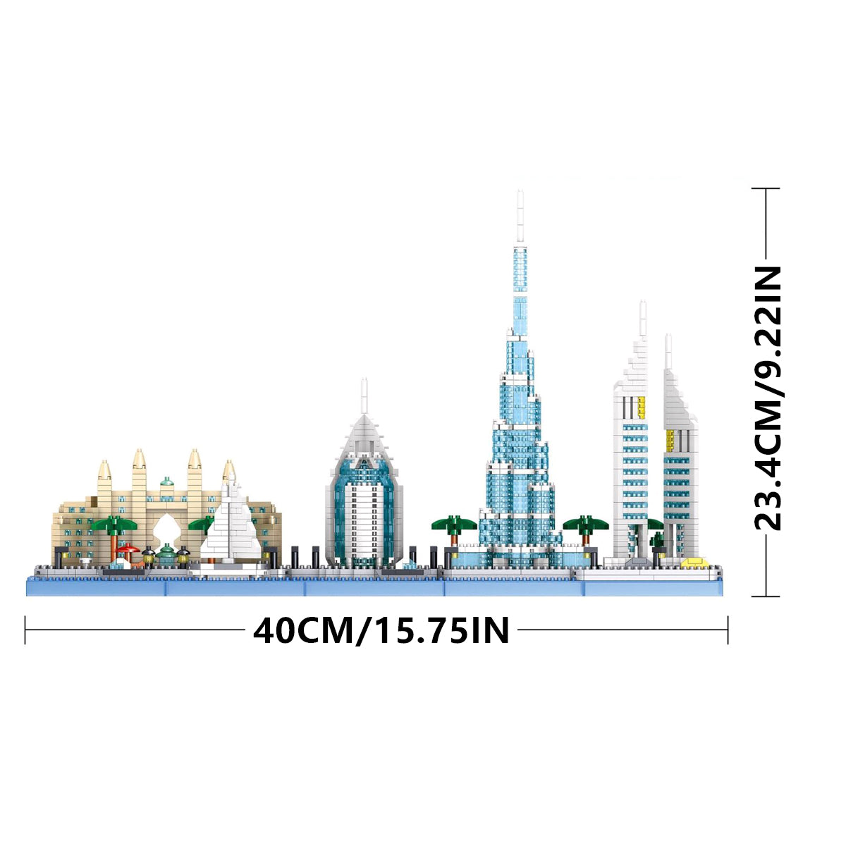 DAHONPA Dubai Skyline Architecture Micro Building Blocks Set, 2220 Pieces with Iconic landmarks Building, City Line Collection Model, Gift for Kid and Adult