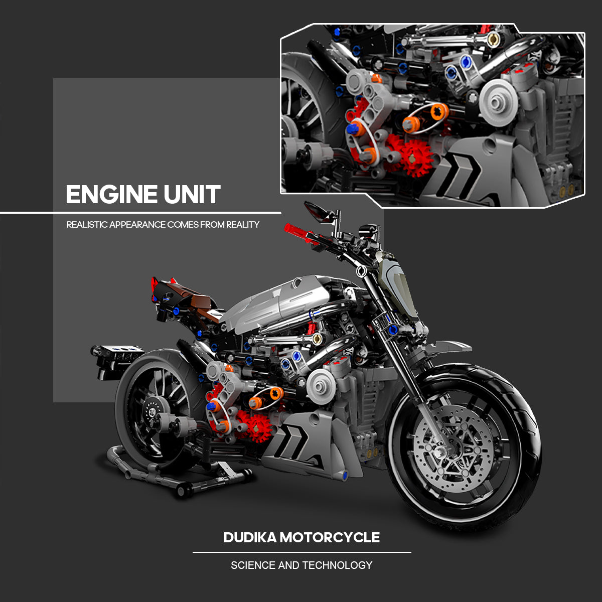DAHONPA Motorcycle Building Blocks Set, 827 Pieces Bricks, Collectible Building Kit for Kids or Adults