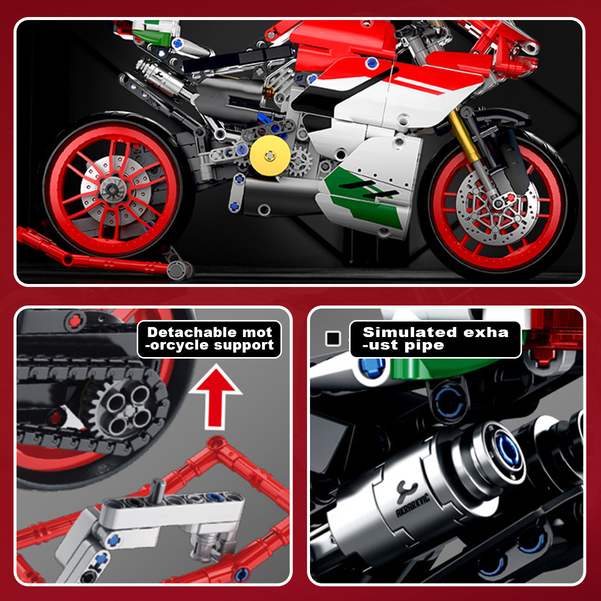 DAHONPA Motorcycle V4 Model Building Blocks Set, 803 Pieces Bricks, Build a Stylish Motorbike Display Model, Collectible Building Kit for Kids or Adults