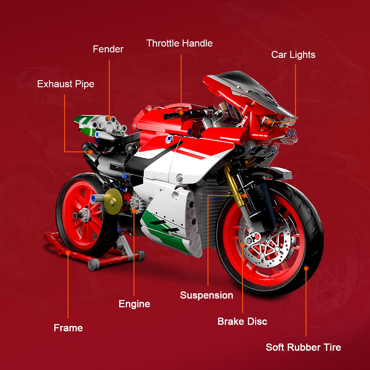 DAHONPA Motorcycle V4 Model Building Blocks Set, 803 Pieces Bricks, Build a Stylish Motorbike Display Model, Collectible Building Kit for Kids or Adults
