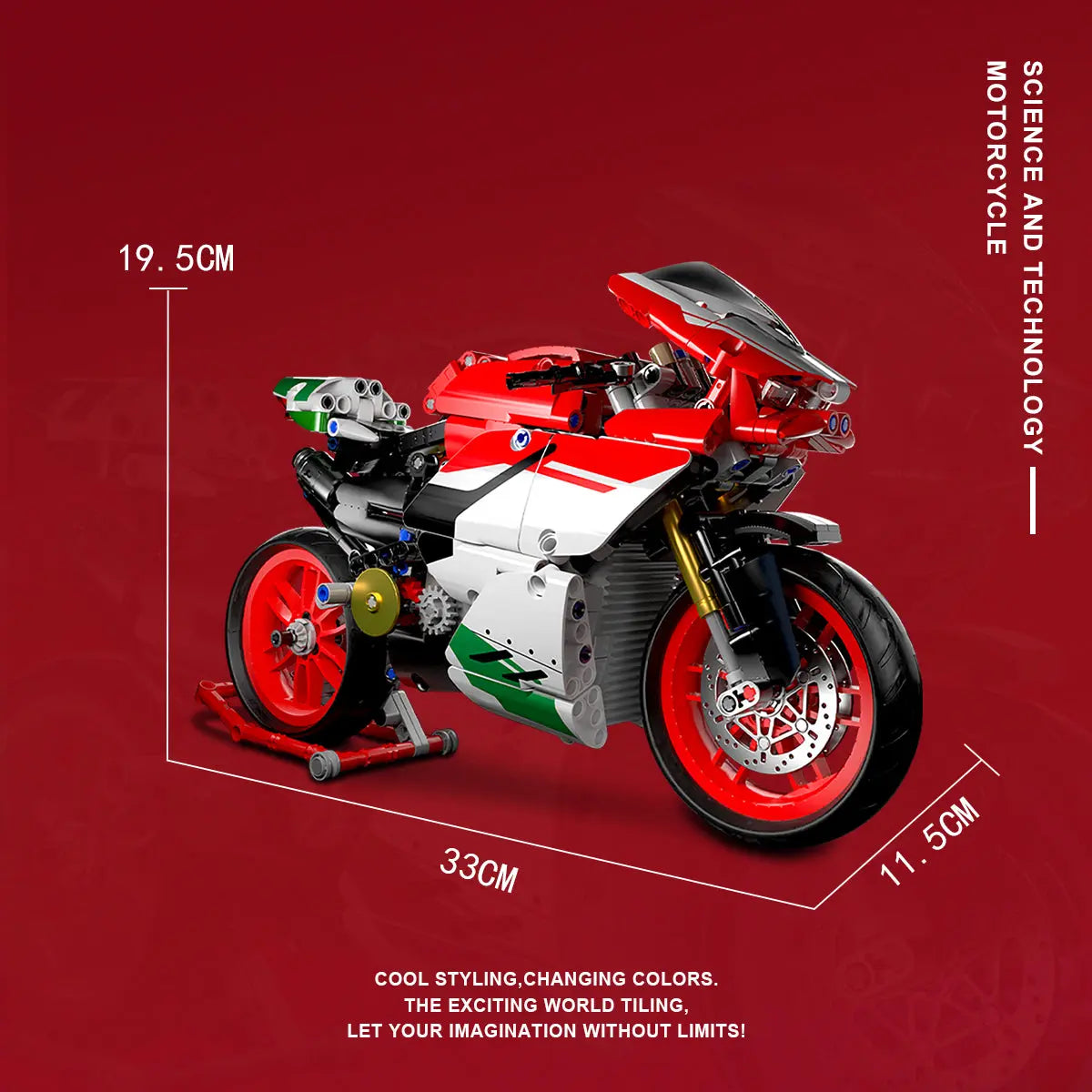 DAHONPA Motorcycle V4 Model Building Blocks Set, 803 Pieces Bricks, Build a Stylish Motorbike Display Model, Collectible Building Kit for Kids or Adults DAHONPA