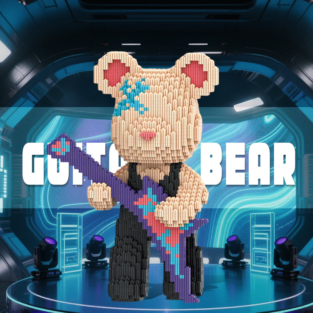 DAHONPA Animal Guitar Bearbrick Micro Building Blocks for Adults (3150 PCS), Bear Bricks Set Creative Home & Office Decor, Gift for Adults and Kids