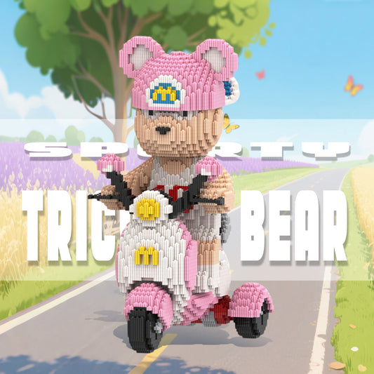 DAHONPA Pink Scooter Bear Micro Building Blocks Set (6800 PCS) – DIY Creative Bearbrick Toy for Kids & Adults DAHONPA