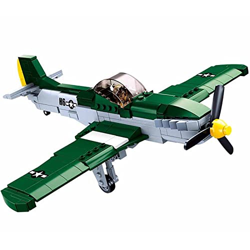 DAHONPA Military Series P51D Fighter Army Airplane Building Blocks Set with 323 Pieces