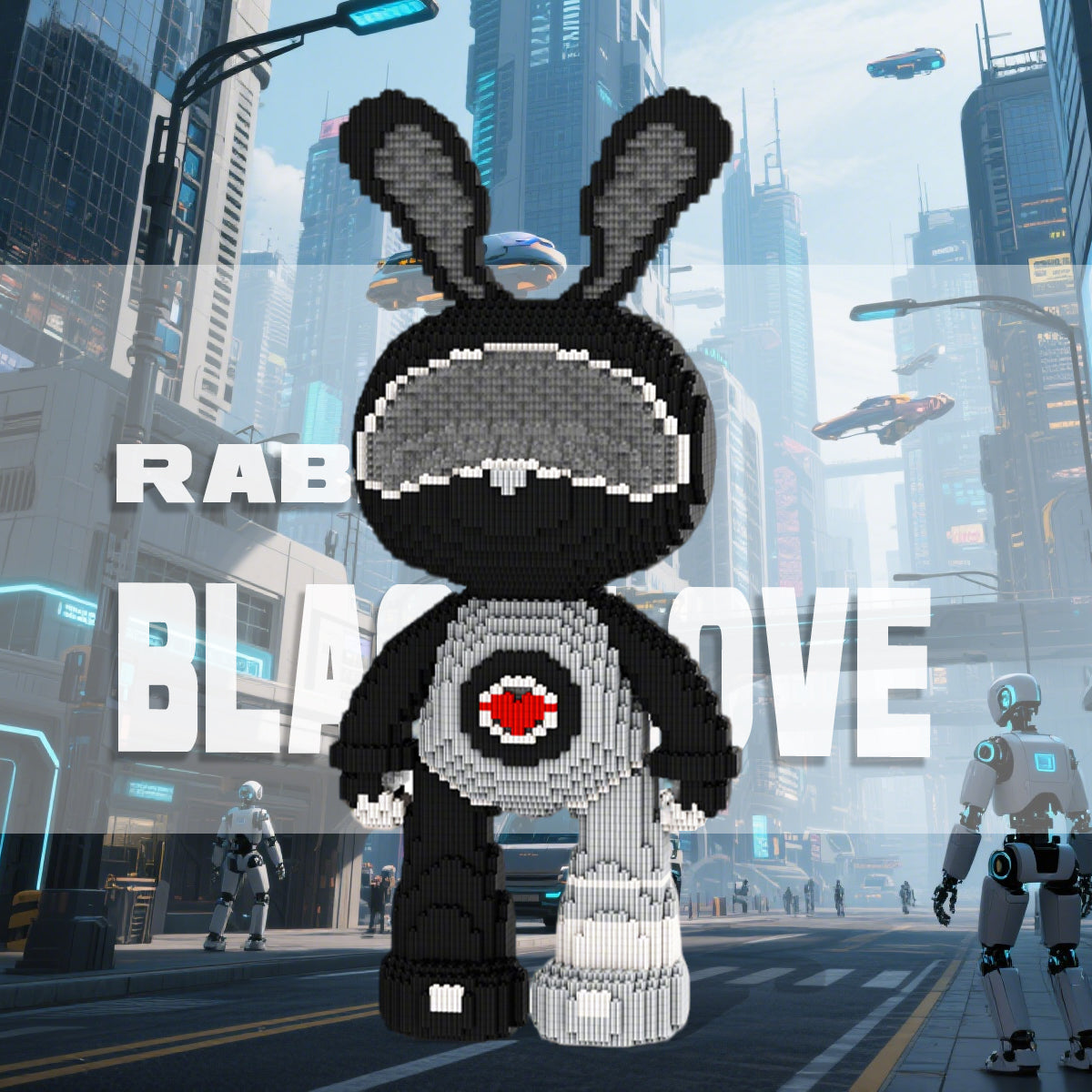 DAHONPA Black Interstellar Boy Rabbit Building Blocks Set, Decoration Toy 6550 Pieces, Display Model Gift for Lovers Men & Women