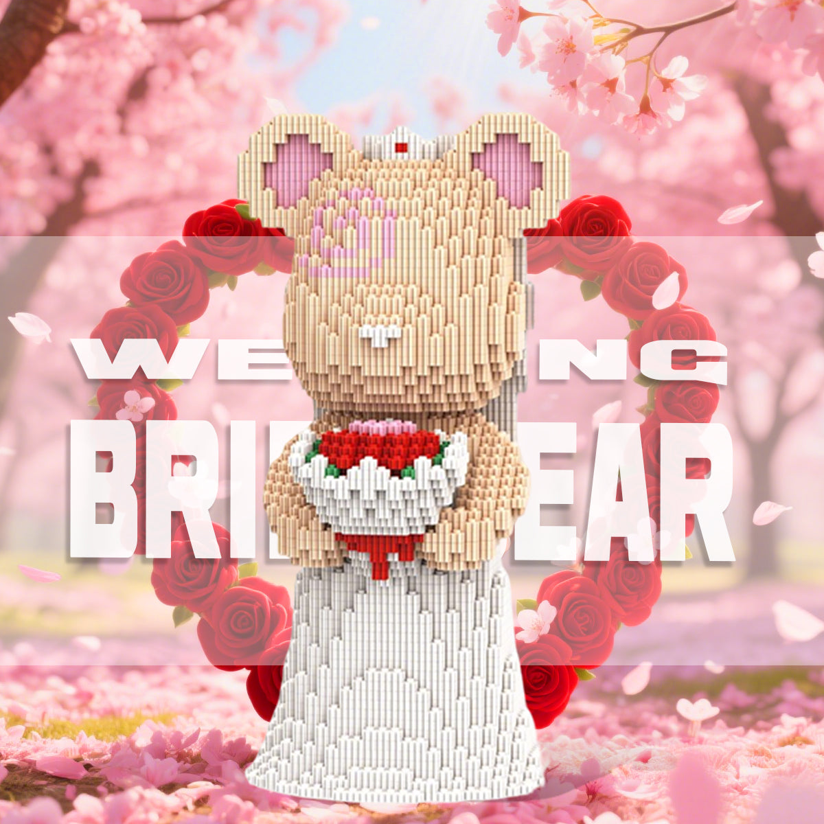 DAHONPA Wedding Bride Bear Micro Building Blocks Set (2950 Pieces), with Wedding Dress Design, Decoration Present, Toy Gift for Lovers Men & Women