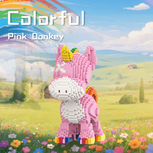 DAHONPA Animal Series Rainbow Pink Donkey Toy Building Block Set, 4460 Pieces Micro Brick Sets, Model Decorate Gift for Boys & Girls DAHONPA