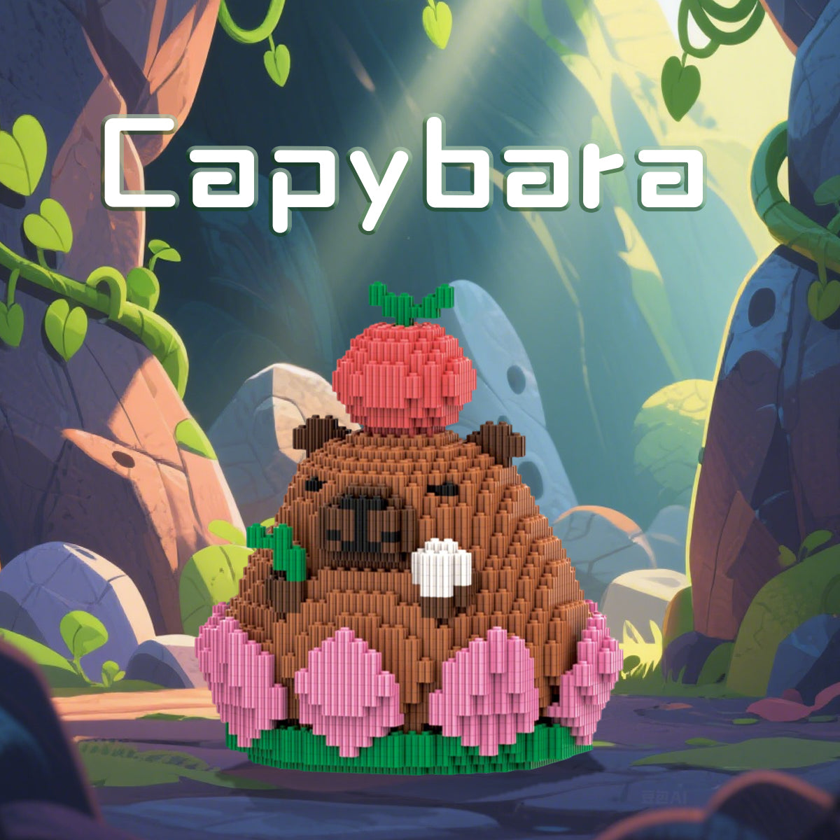 DAHONPA Animals Series Capybara Toy Micro Building Block Set, 2110 Pieces with Lotus base Design, Decoration Present for Adults & Boys & Girls