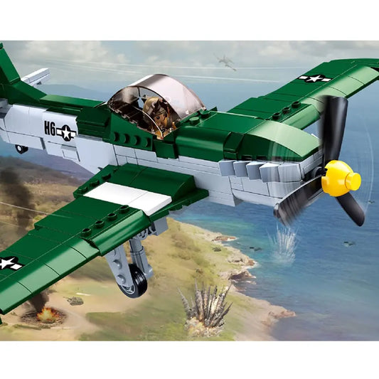 DAHONPA Military Series P51D Fighter Army Airplane Building Blocks Set with 323 Pieces DAHONPA