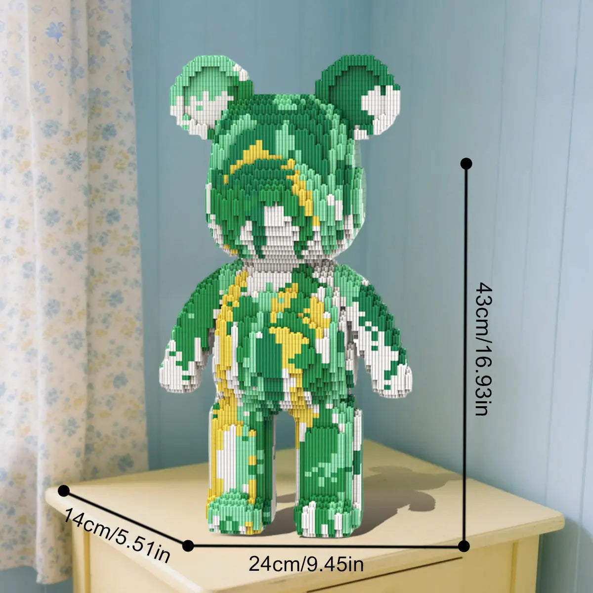 DAHONPA Chinese Style Green Splash Ink Bear Micro Building Blocks Set (6400 PCS) – DIY Oriental Art Trendy Collectible Figurine Toy for Kids & Adults DAHONPA