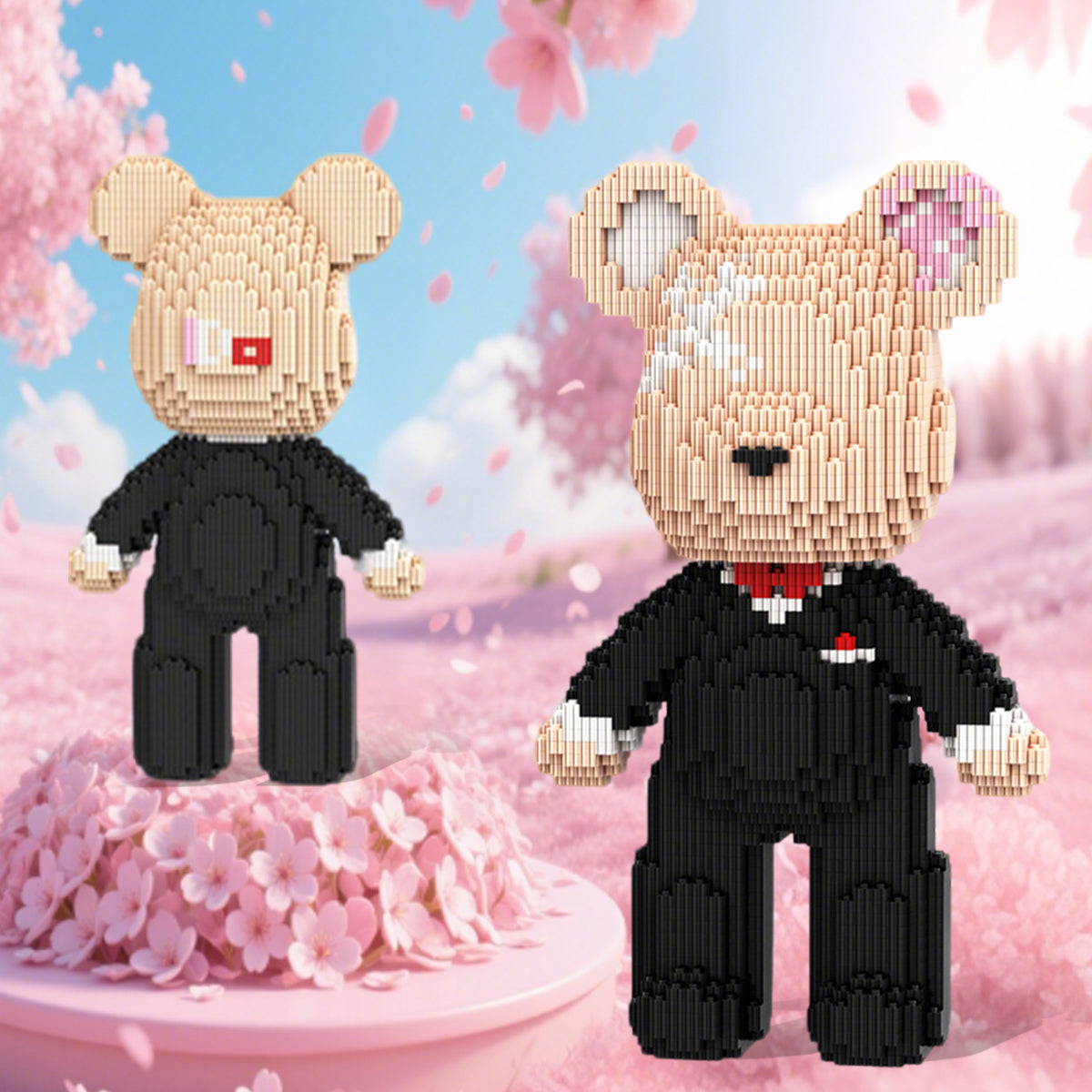 DAHONPA Bridegroom Bear Brick Micro Building Blocks Set (2350 Pieces), with Black Suit Design, Wedding Decoration Present for Lovers Men & Women