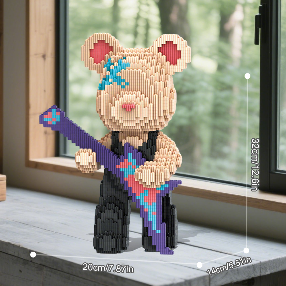 DAHONPA Animal Guitar Bearbrick Micro Building Blocks for Adults (3150 PCS), Bear Bricks Set Creative Home & Office Decor, Gift for Adults and Kids