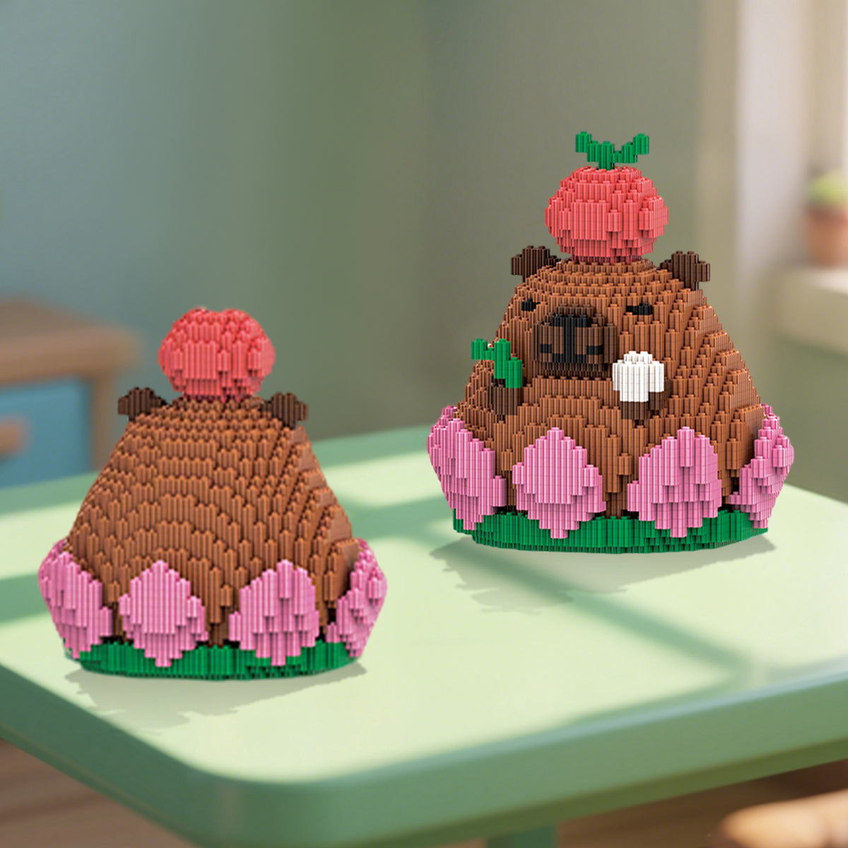 DAHONPA Animals Series Capybara Toy Micro Building Block Set, 2110 Pieces with Lotus base Design, Decoration Present for Adults & Boys & Girls