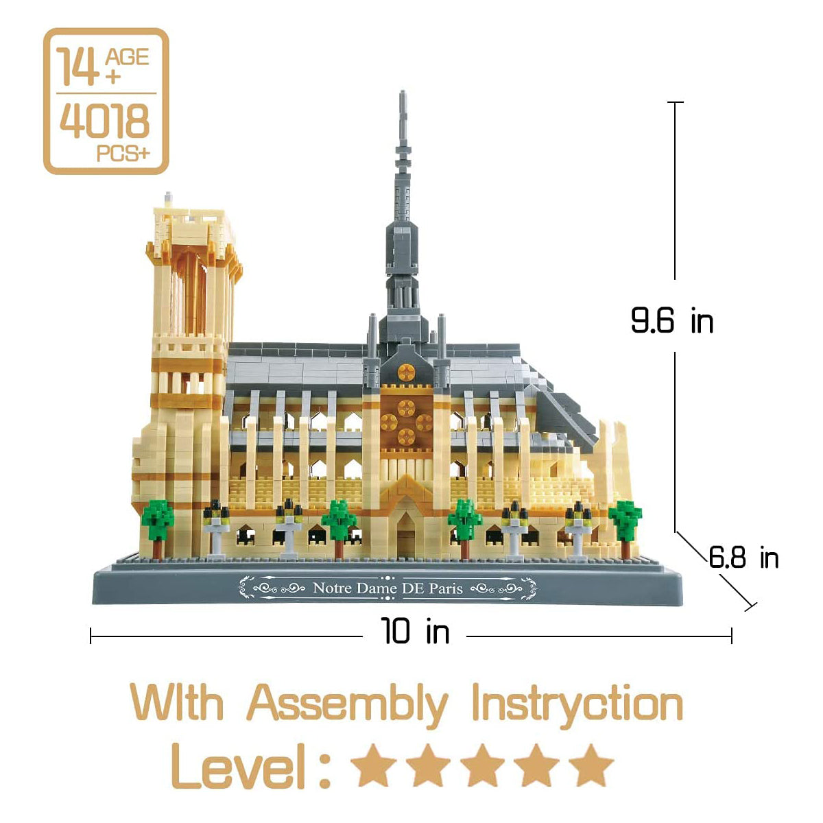 DAHONPA Architecture Series Notre Dame de Paris Micro Mini Building Blocks Set with 4018 Pieces