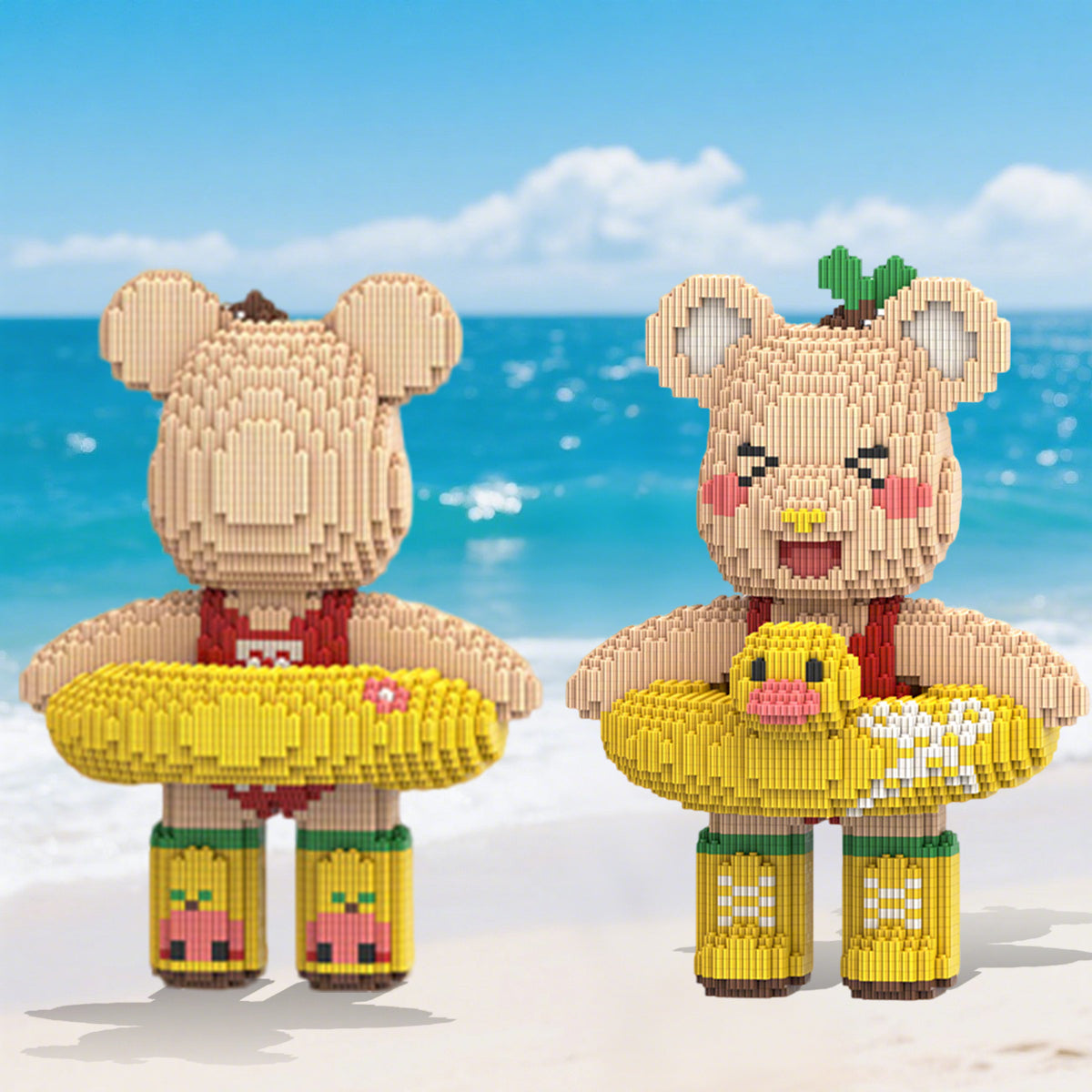 DAHONPA Swimming Ring Bear Brick Micro Building Blocks (4300 PCS), Bearbricks Set Creative Home & Office Decor, Gift for Adults and Kids