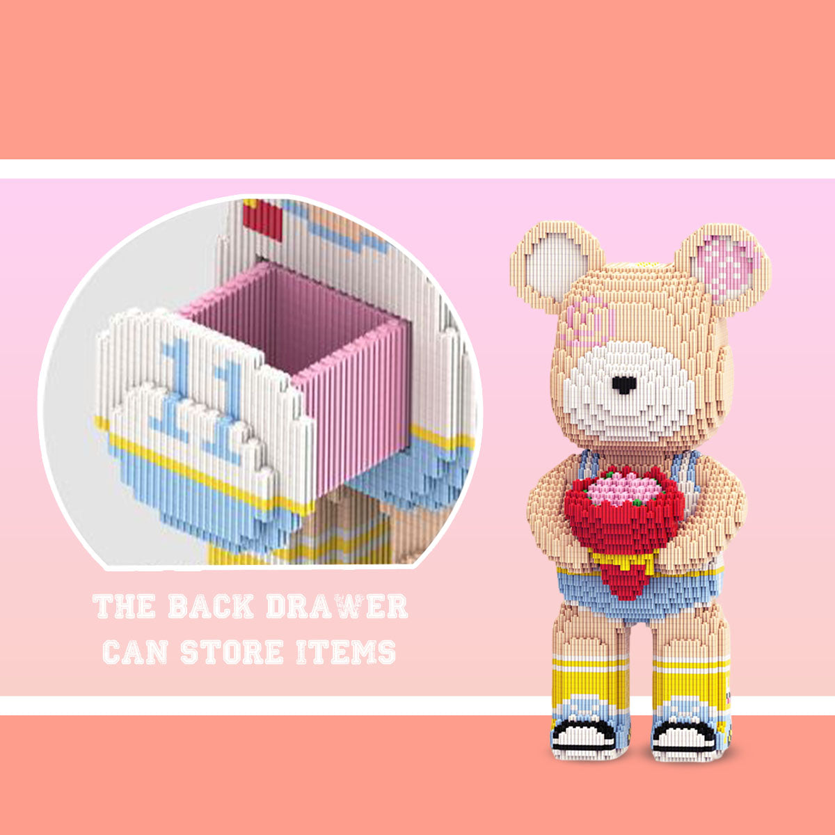 DAHONPA Animal Rose Flower Bear Micro Building Blocks for Adults (5550 PCS), Bear Bricks Set Creative Home & Office Decor, Gift for Adults and Kids