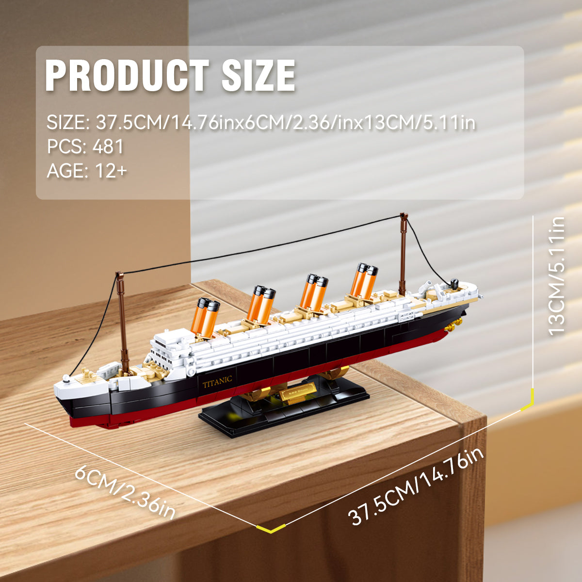 DAHONPA Titanic Model Building Block Set, 481 Pieces with Figures, Cruise Ship Titanic Model with Stand, Display and Collect Toy Gifts for Kid and Adult