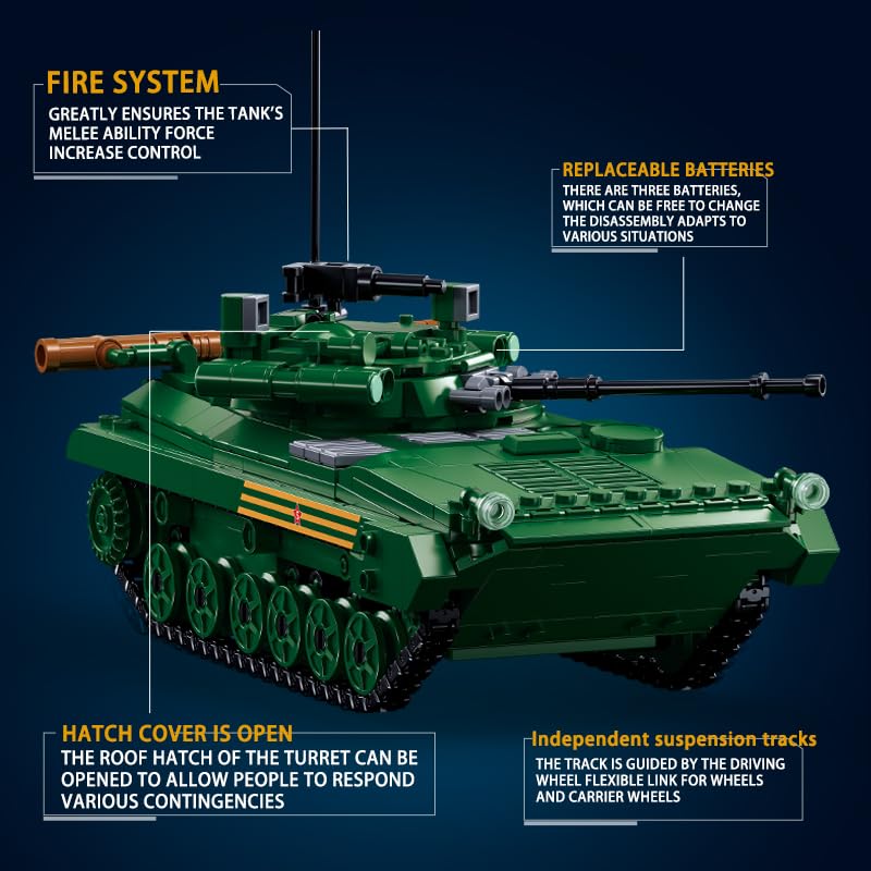 DAHONPA Military Series BMP-1 Infantry Fighting Vehicle Army Building Blocks Set with 738 Pieces