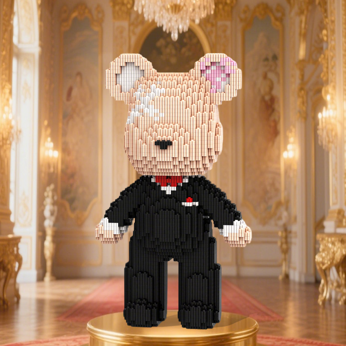 DAHONPA Bridegroom Bear Brick Micro Building Blocks Set (2350 Pieces), with Black Suit Design, Wedding Decoration Present for Lovers Men & Women