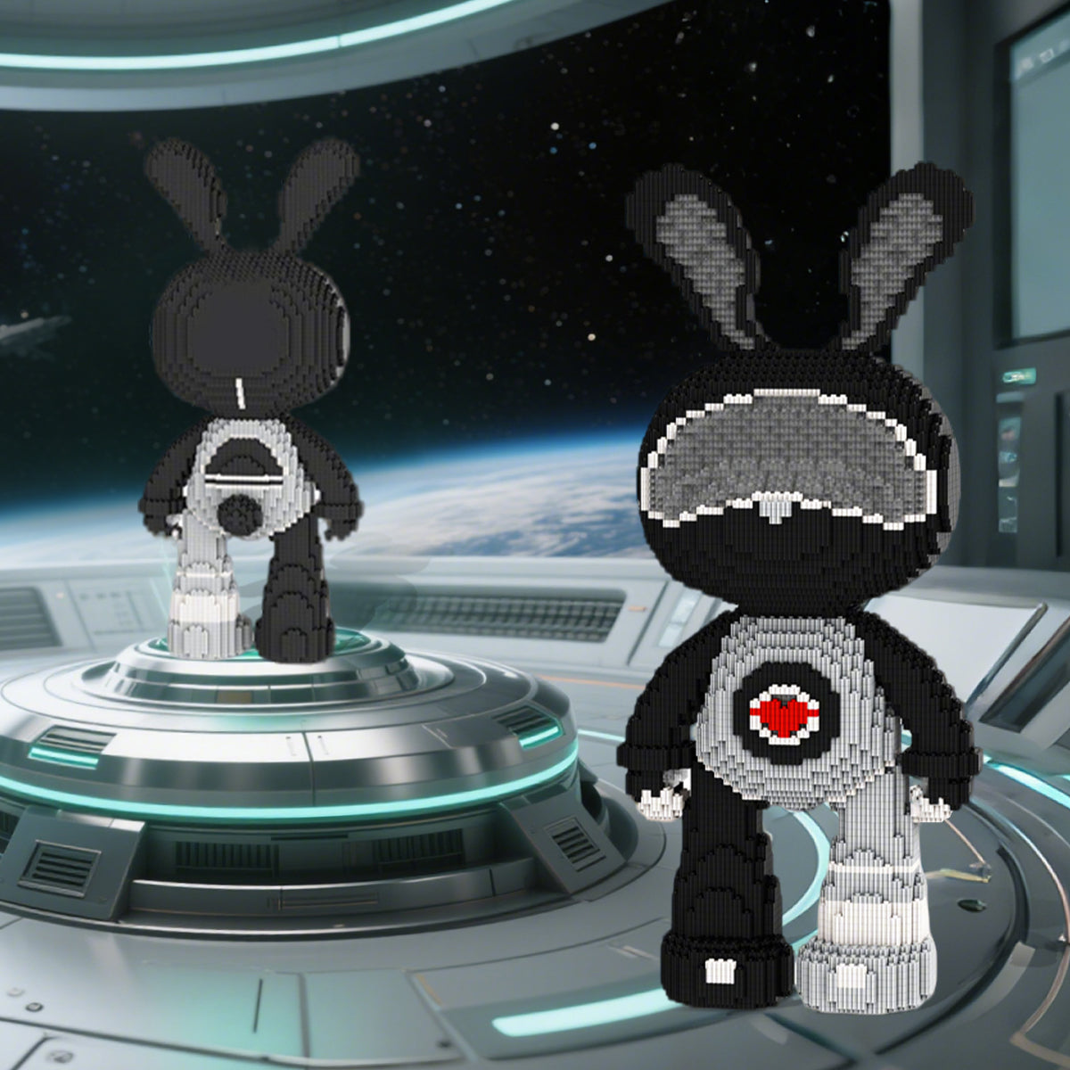 DAHONPA Black Interstellar Boy Rabbit Building Blocks Set, Decoration Toy 6550 Pieces, Display Model Gift for Lovers Men & Women