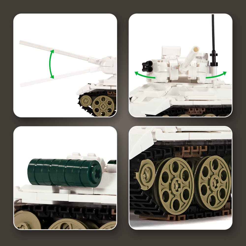 DAHONPA Military Seriies T-34 White Tank Building Blocks Set with 518 Pieces