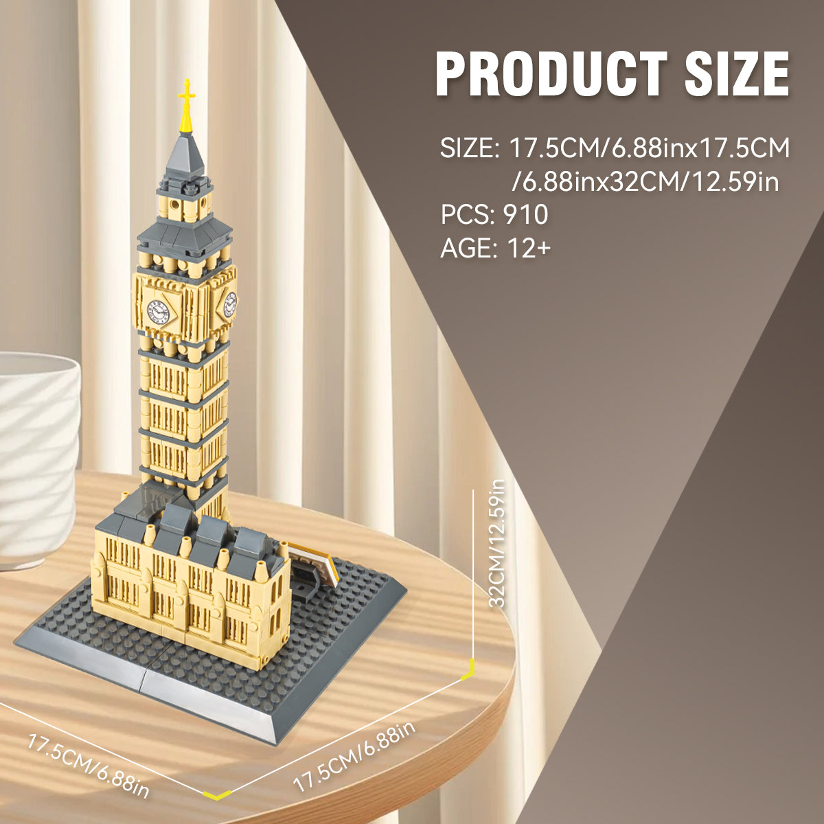 DAHONPA Big Ben Architecture Building Blocks Set, 891 Pieces Elizabeth Tower Building Toy Architecture Decor Model, Gift for Kids and Adults