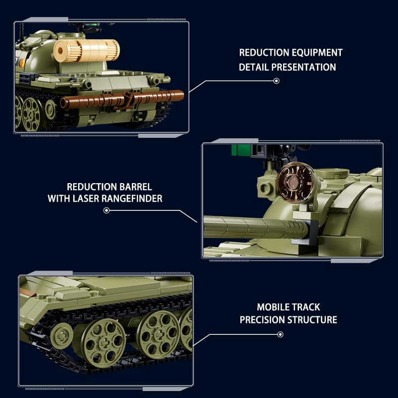 DAHONPA Military Series T-54S Medium Tank Army Building Blocks Set with 604 Pieces