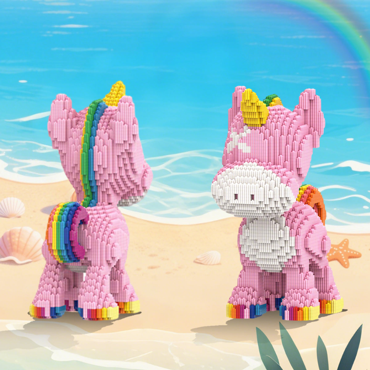 DAHONPA Animal Series Rainbow Pink Donkey Toy Building Block Set, 4460 Pieces Micro Brick Sets, Model Decorate Gift for Boys & Girls