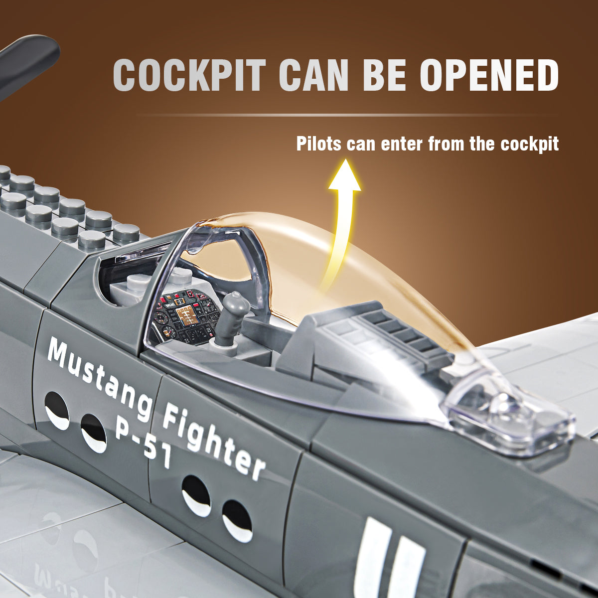 DAHONPA Military Series P51 Fighter Building Blocks Set with 258 Pieces