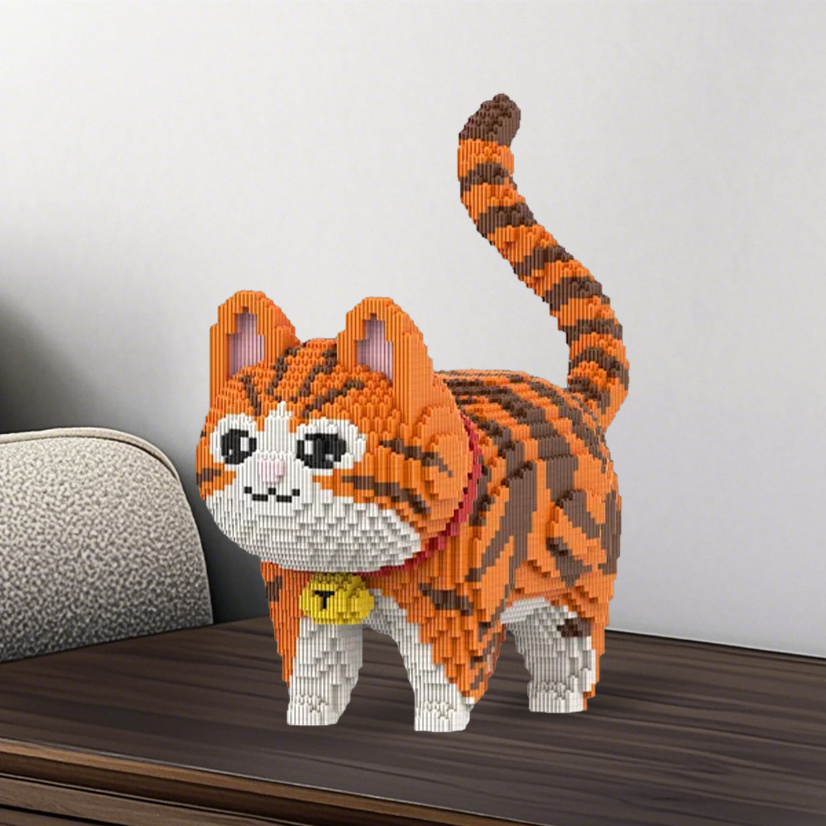 DAHONPA Animal Bell Orange Striped Cat Cute Micro Building Blocks Set(6665PCS), Creative Home & Office Decor, Gift for Adults and Kids