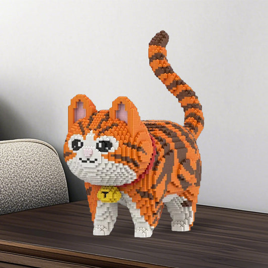 DAHONPA Animal Bell Orange Striped Cat Cute Micro Building Blocks Set(6665PCS), Creative Home & Office Decor, Gift for Adults and Kids DAHONPA