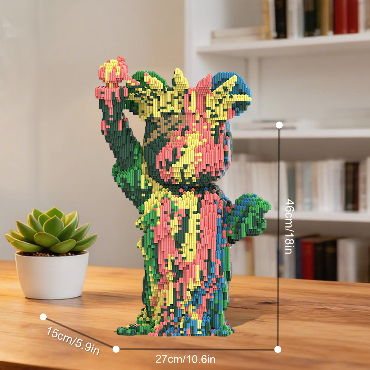 DAHONPA Splatter-Paint Liberty Bear Micro Building Blocks Set (6750 PCS) – DIY Artistic Trendy Collectible Figurine for Kids & Adults