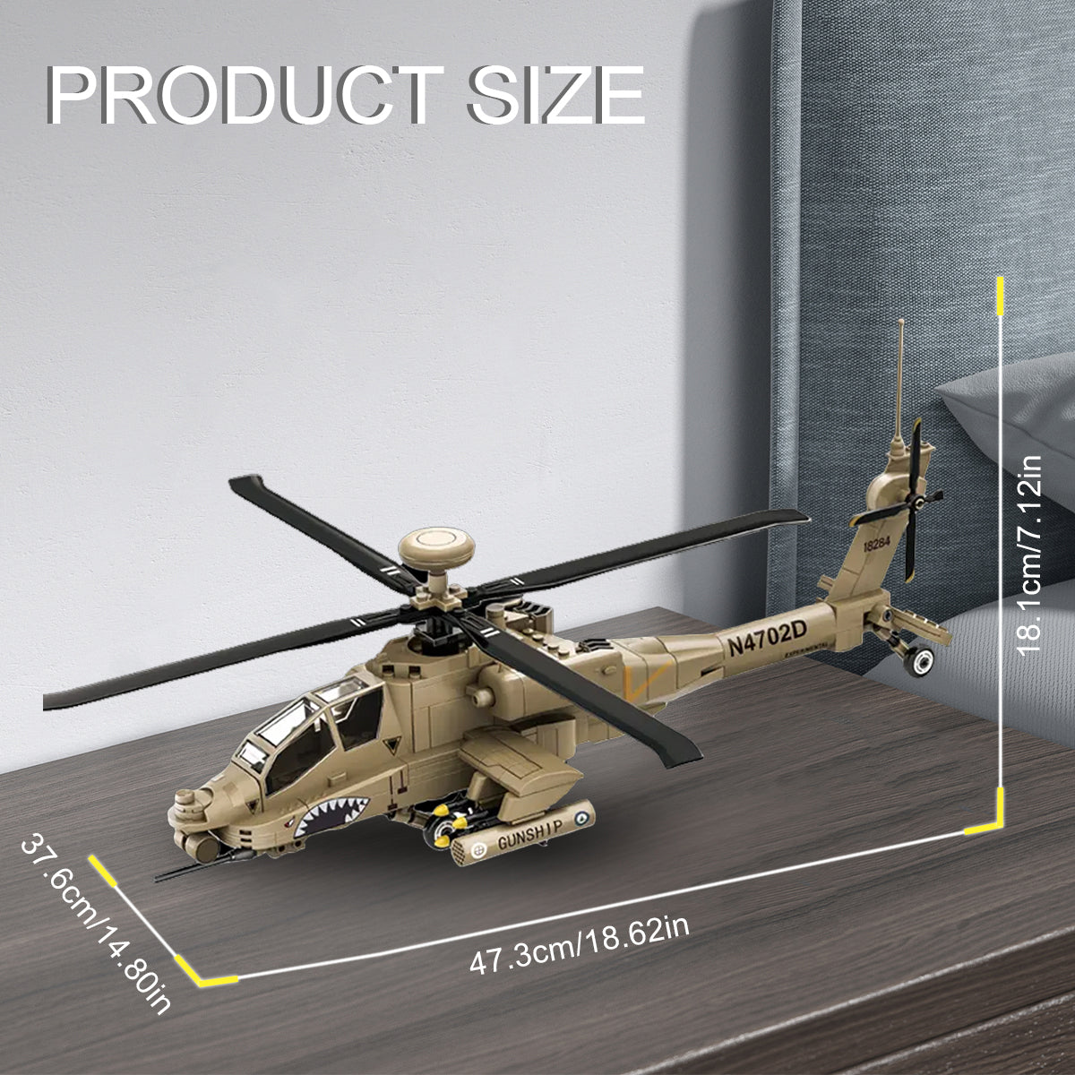 DAHONPA AH-64 Apache Helicopter Building Blocks Kit | Military Model