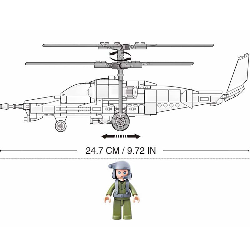 DAHONPA Military Series KA50 Helicopter Building Blocks Set with 330 Pieces