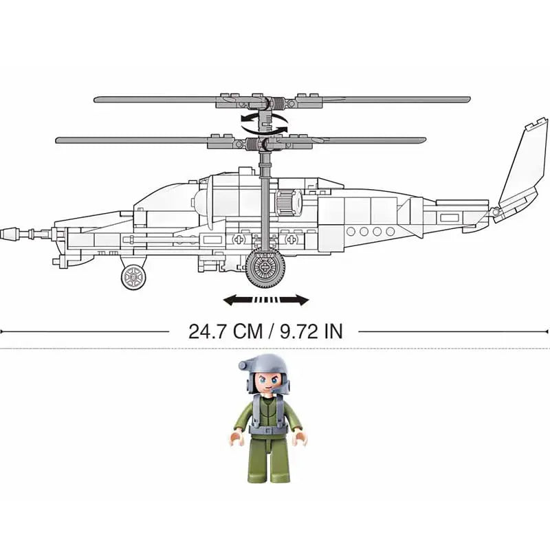 DAHONPA Military Series KA50 Helicopter Building Blocks Set with 330 Pieces DAHONPA